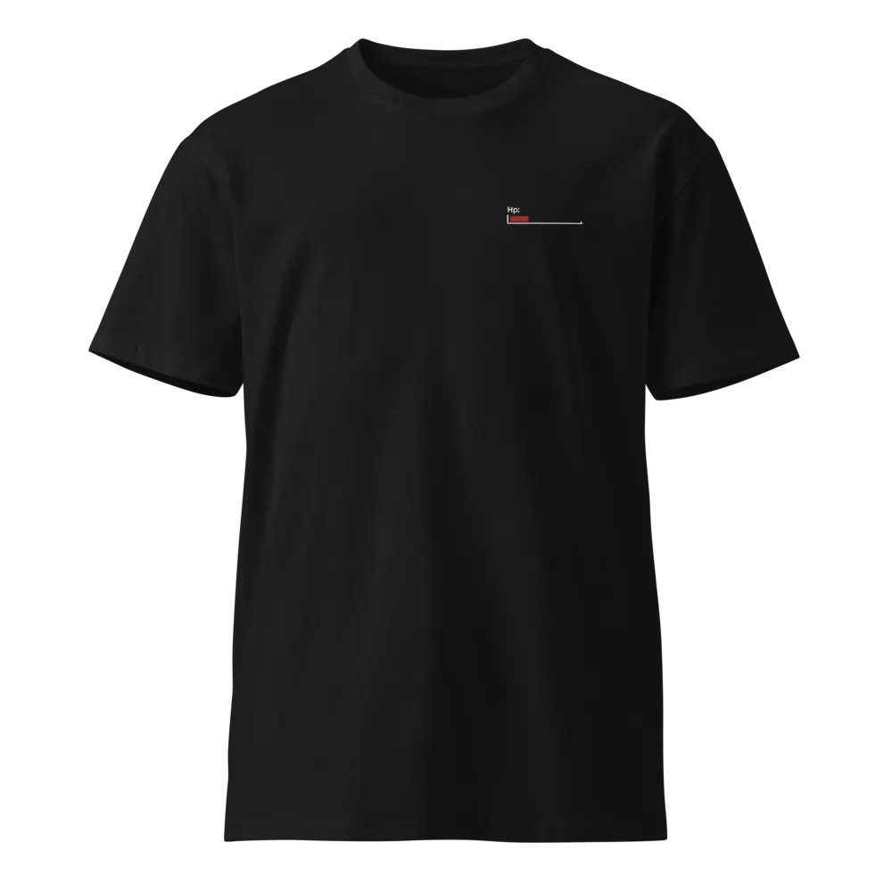 White Healthbar Embroidered on Black T-Shirt product image (1)