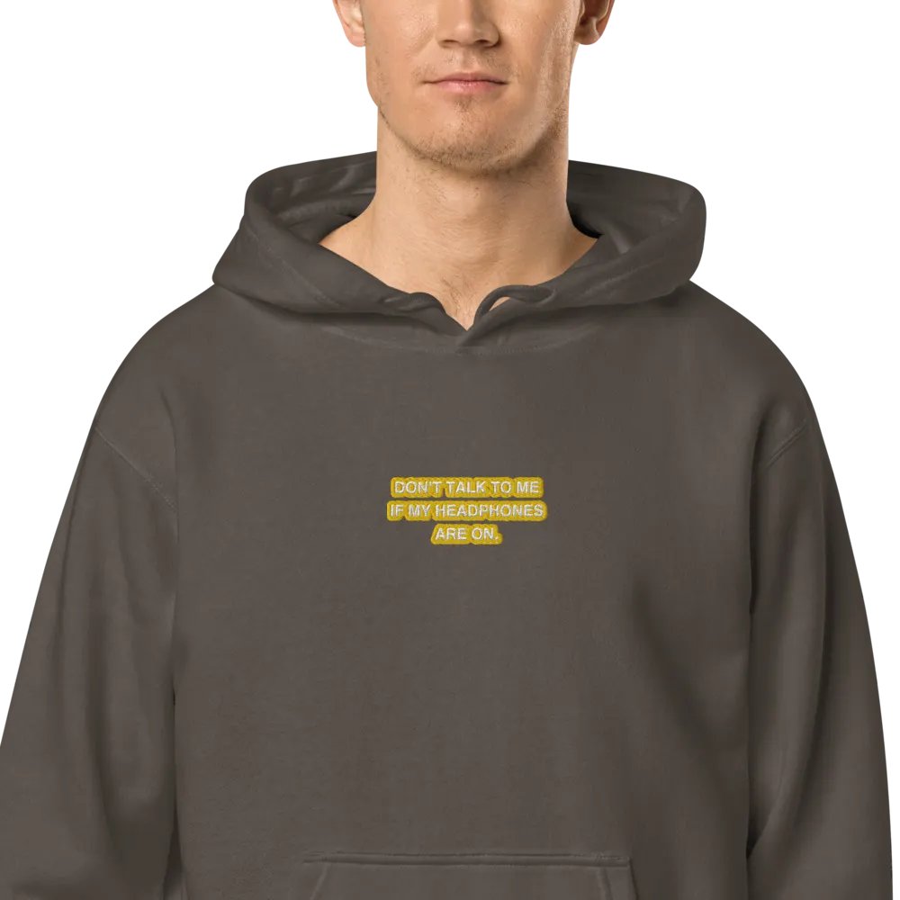 HEADPHONES ON (gold bubble design 2) embroidered pigment hoodie product image (2)