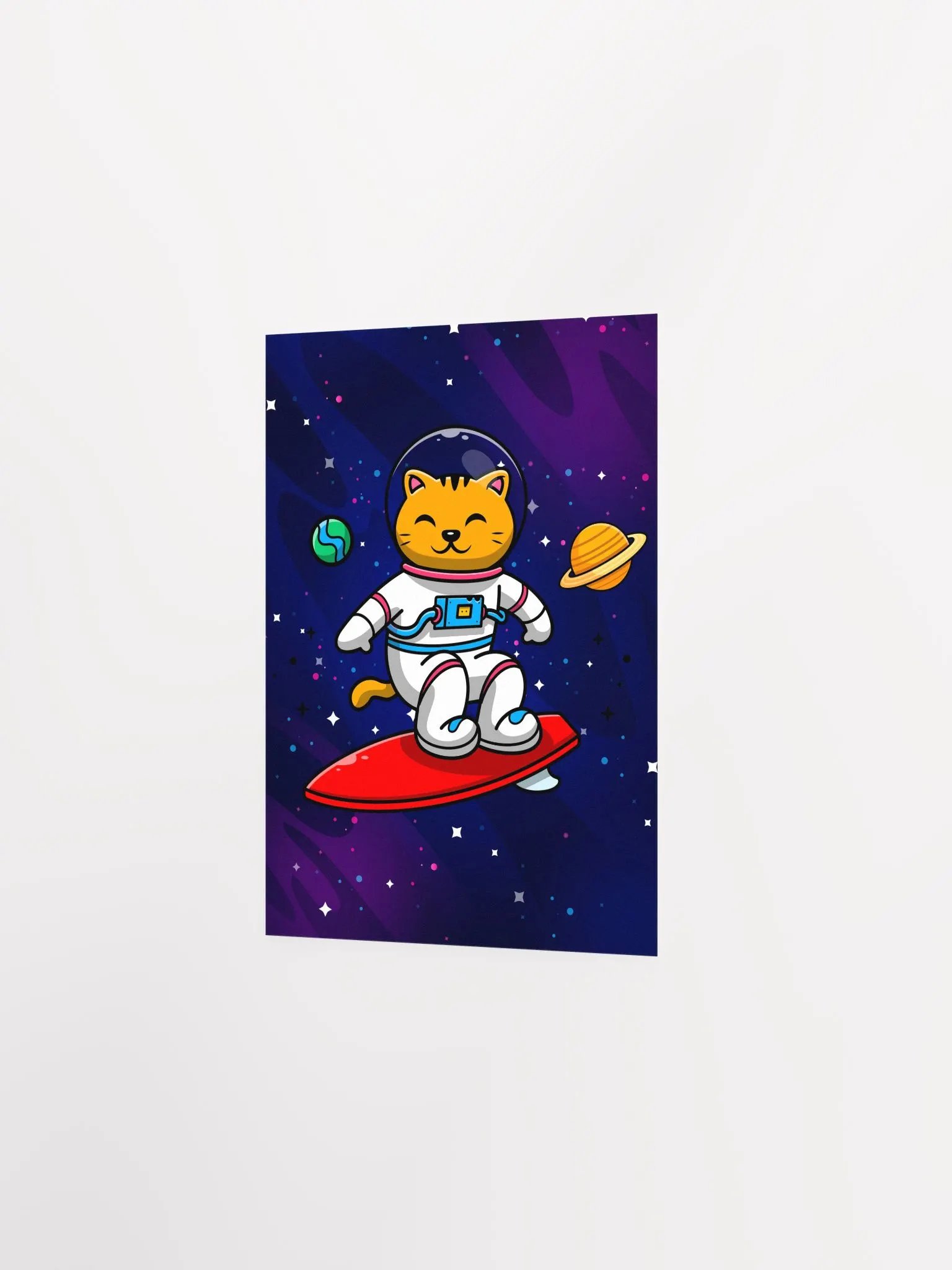 Cat Astronaut, space cat and fish — space poster, synthwave space, neon space, aesthetic poster product image (7)
