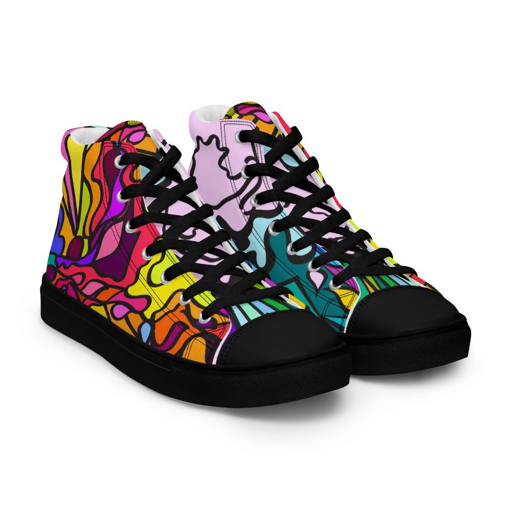 Fluidity in Color Men's High Top Canvas Shoes - Wave at Sunset product image (2)