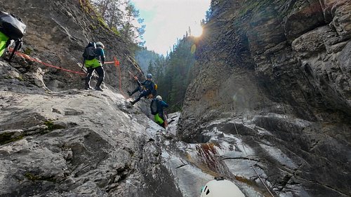 Peskett Canyon with Banff Canyoning—deep into David Thompson Country’s narrowest gorges. Wetsuits on, we hiked, jumped, and c...