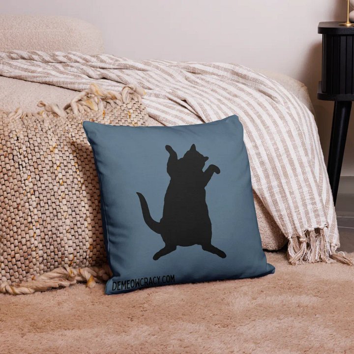 Dancing DeMeowcracy Kitties Reversible Pillow Cover - Slate Blue product image (2)