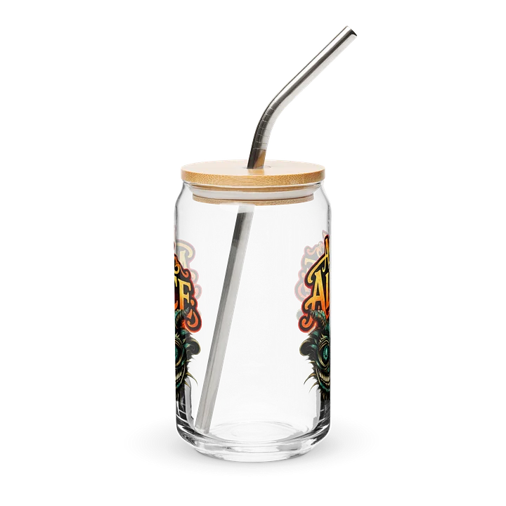 Ask Alice Glass Can Cup with Lid & Straw product image (1)