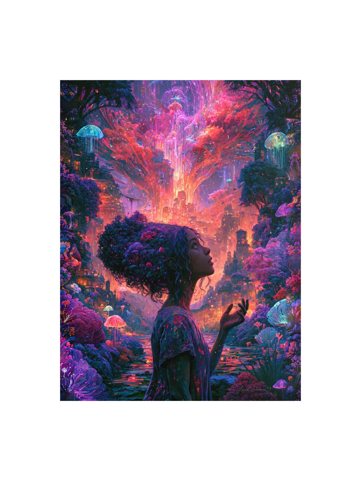 Fantasy City Portrait Art Print — She Dreamed a City of Light product image (1)