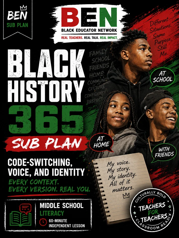 Black History 365 Sub Plan: Code-Switching, Voice, and Identity | Middle School Language Arts| 60-Minute Lesson product image (1)