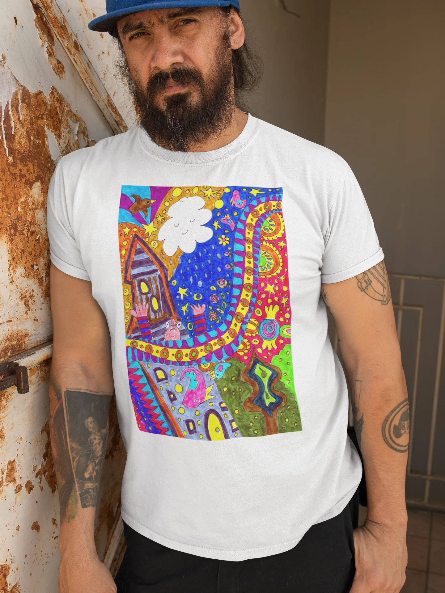 Abstract Doodle Art Golden Tower Moment Unisex T-Shirt product image (8)