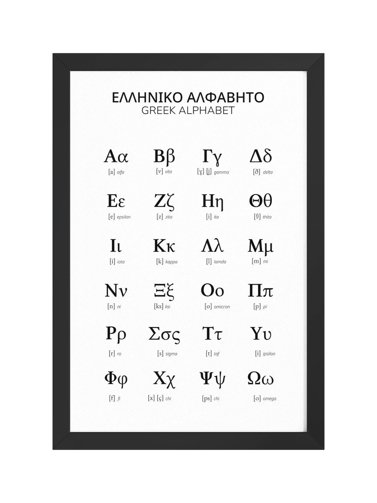 Greek Alphabet Poster, framed (Minimalistic Design) product image (1)