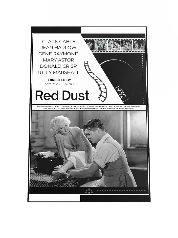 Red Dust with Clark Gable and Jean Harlow 1932 | Movie Poster | 12x18 Wall Art product image (1)
