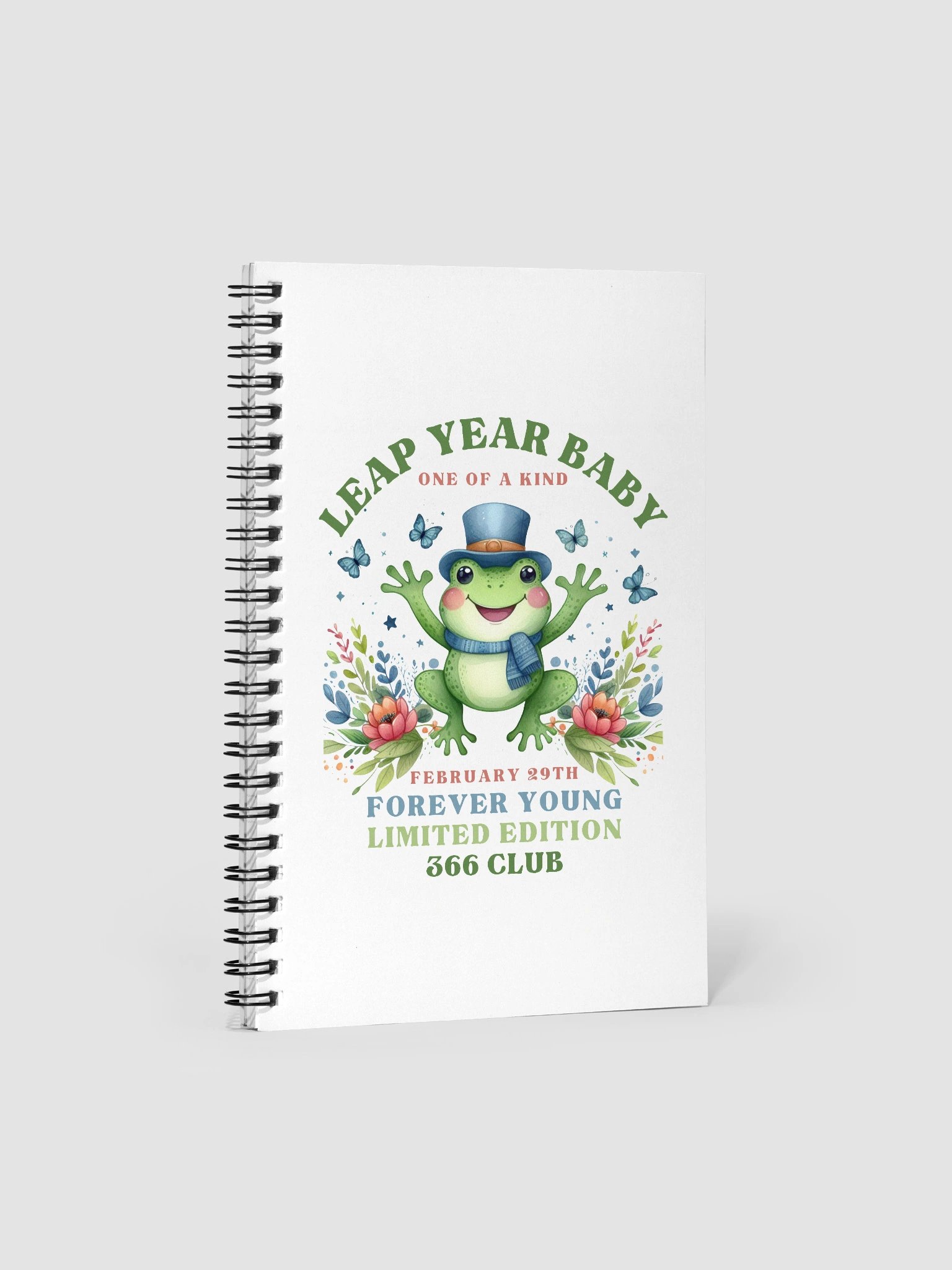 Leap Year Frog Spiral Notebook February 29th Birthday Party Keepsake Leapers 366 Club product image (1)