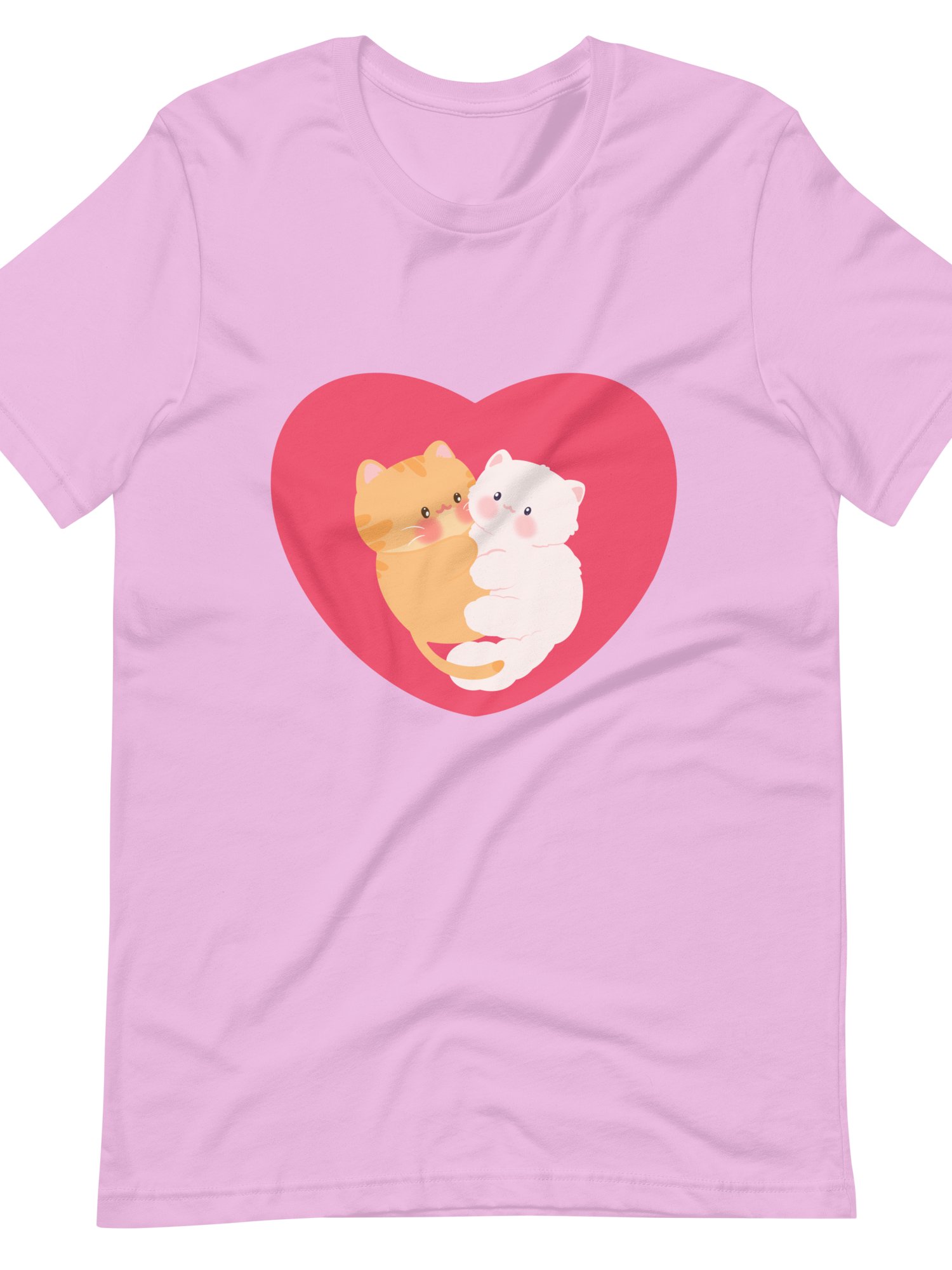 Heart Cats Duo Soft Cotton Unisex T-shirt product image (1)