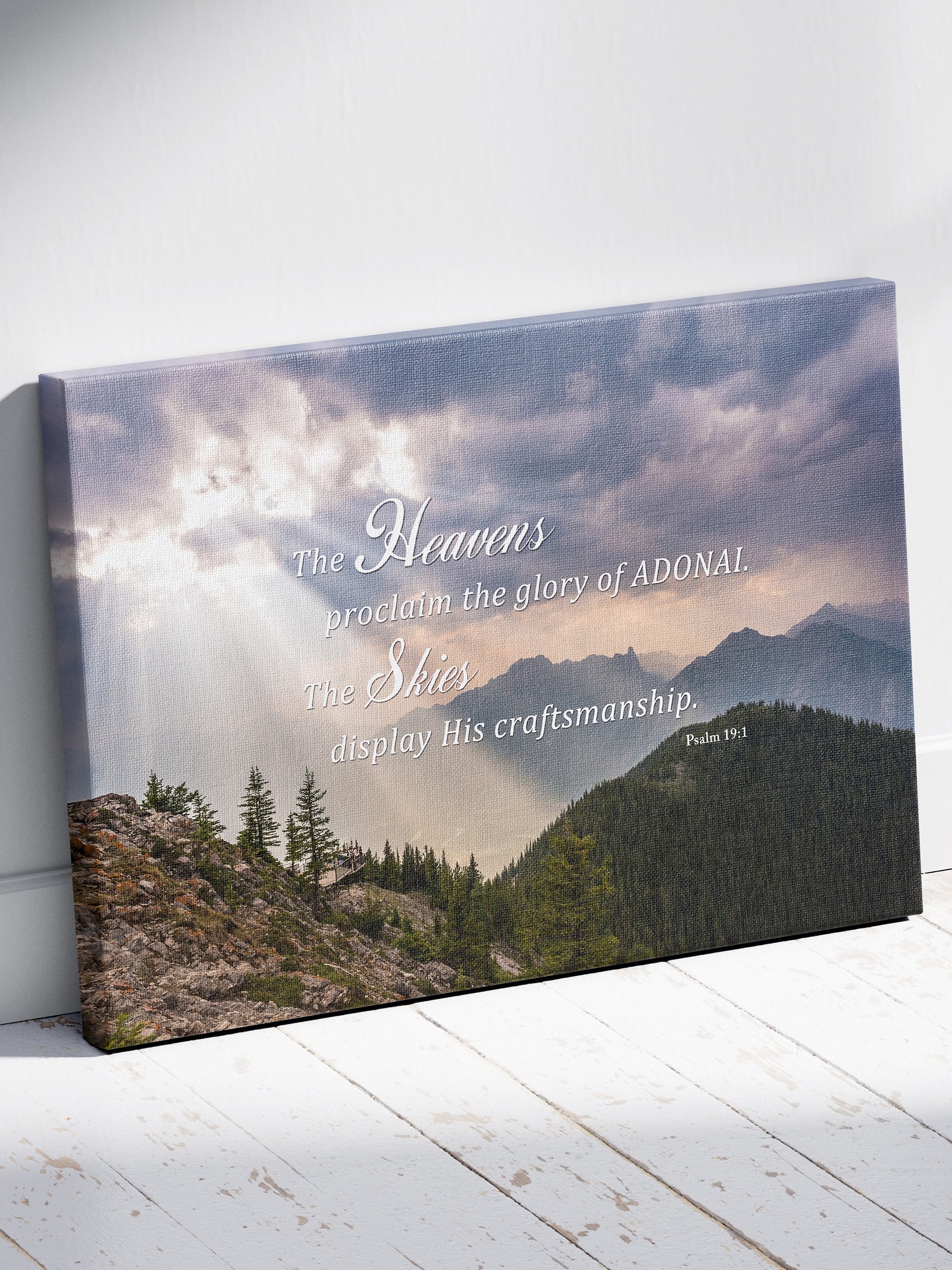 Psalm 19:1 The Heavens proclaim the glory of ADONAI Canvas Art product image (5)