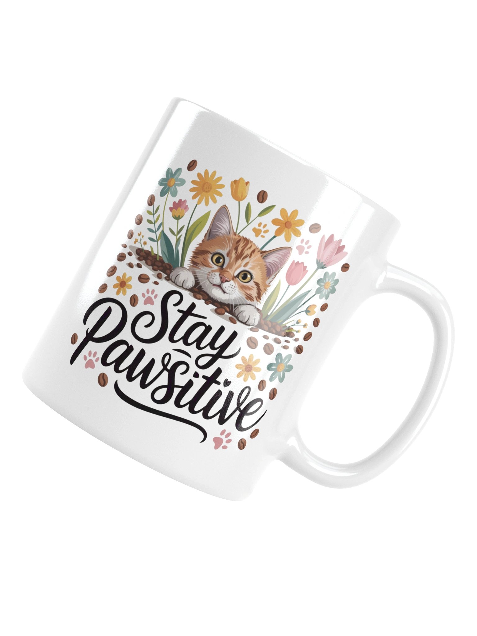 Stay Pawsitive Cat Coffee Mug – Cute Motivational Kitty Design product image (18)