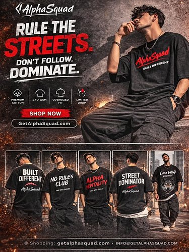 Not made to fit in.
Made to dominate the streets. 🖤🔥

AlphaSquad oversized drop is here.
240 GSM premium • Heavy fit • Zero c...