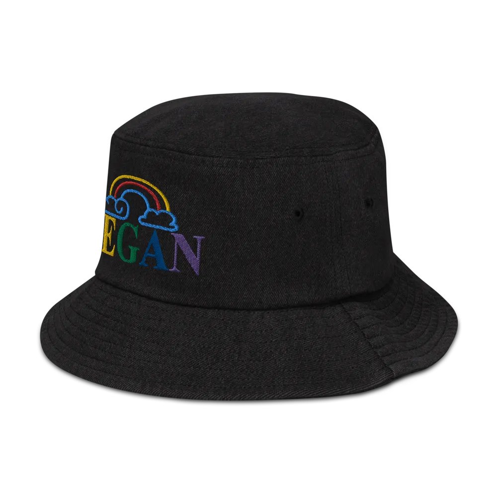 Denim Embroidered Rainbow Vegan Bucket Hat product image (4)