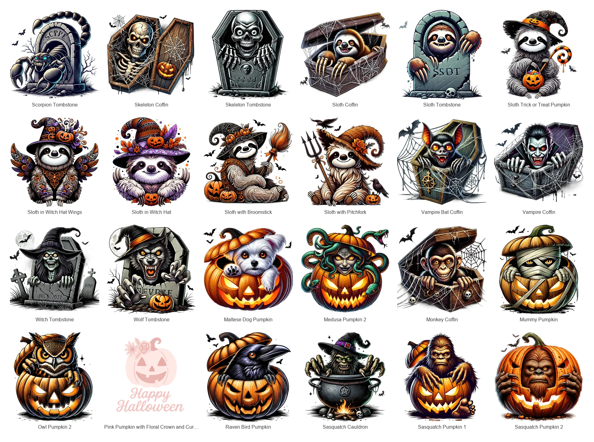 Halloween PNG Bundle | 91 Designs | Commercial Use | Sublimation Clipart product image (4)