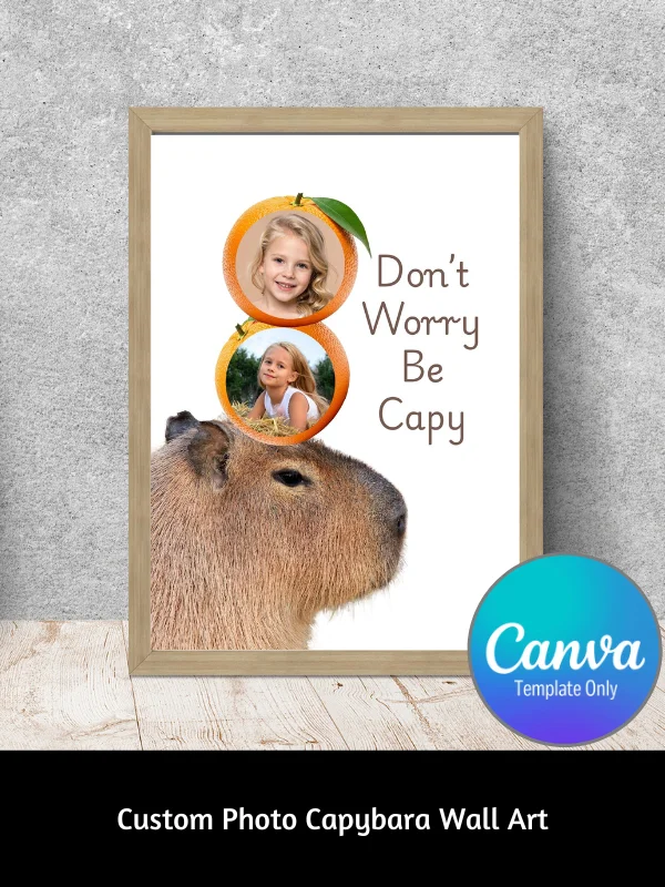 Capybara Balancing Oranges Custom Photo Canva Template product image (1)