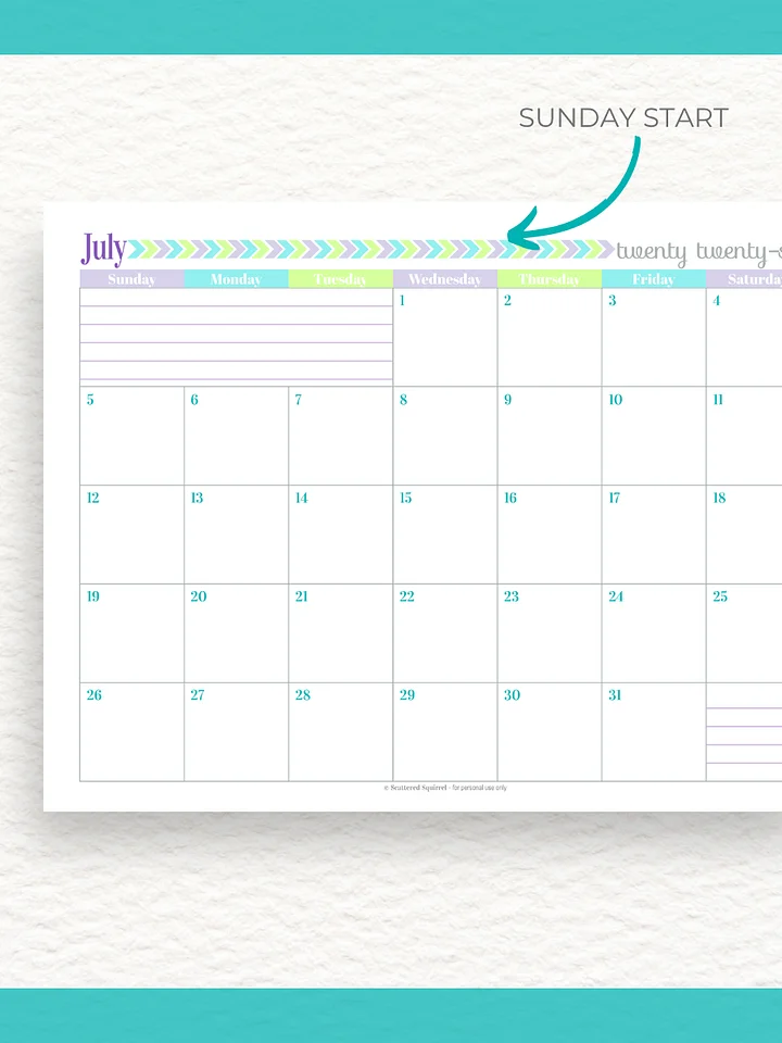 Pretty in Pastel- 26/27 Calendar - Single Page per Month - Letter Size product image (2)