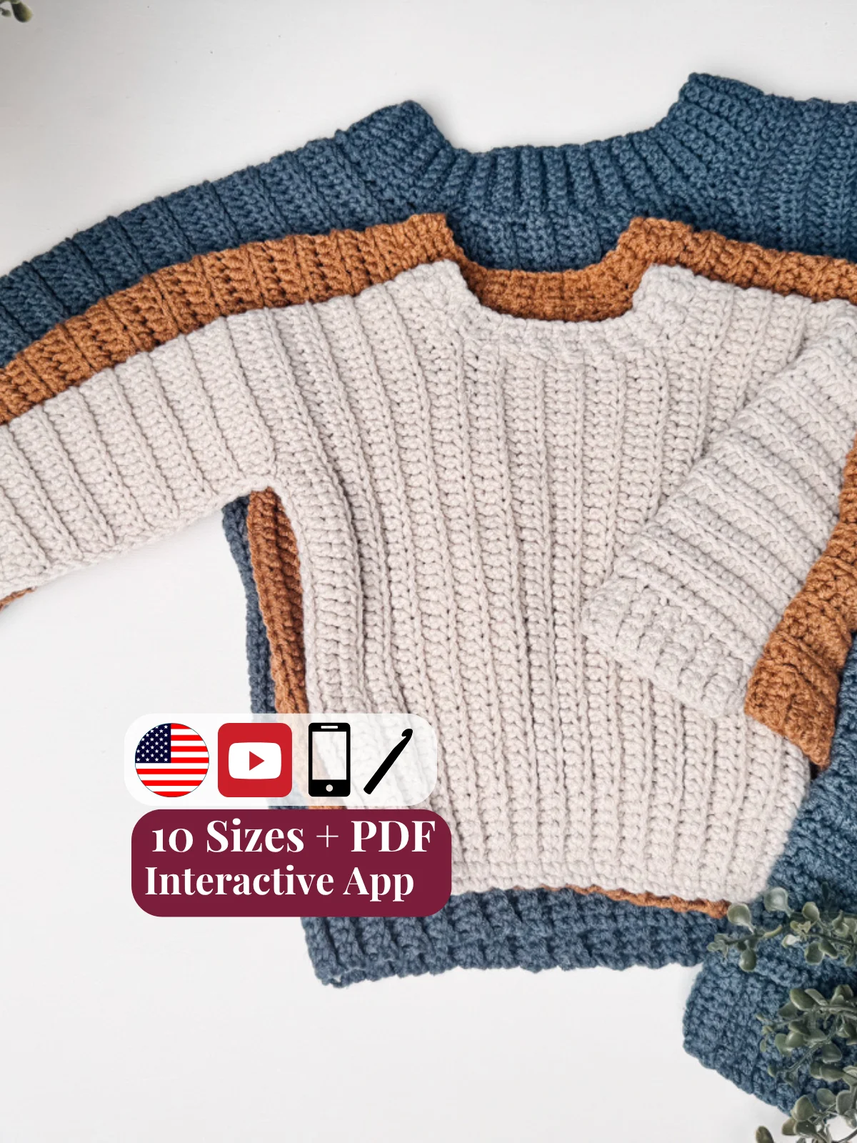 Easy Cuff to Cuff Crochet Child Sweater Pattern - Made in One Piece! product image (1)