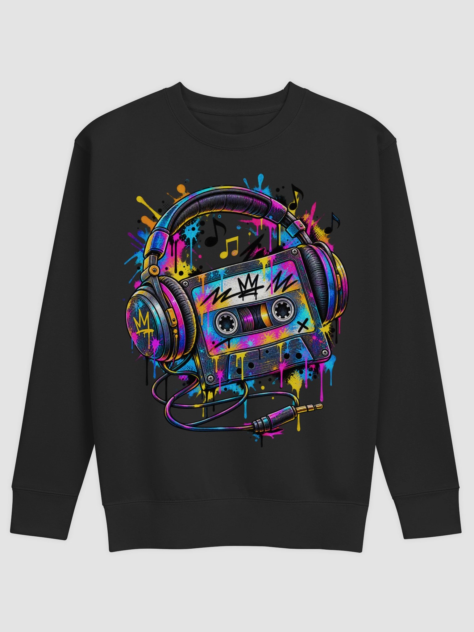 Retro 90s Cassette Tape Graphic Sweatshirt - Stylized Vintage Music Pullover product image (17)