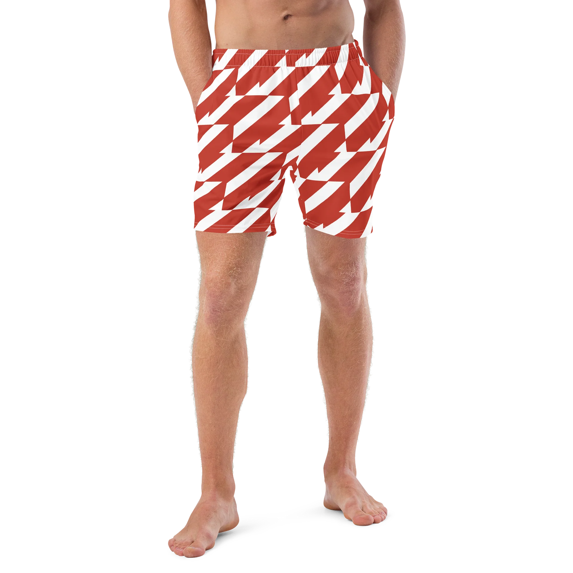 Red & White Men's Swim Trunks product image (5)