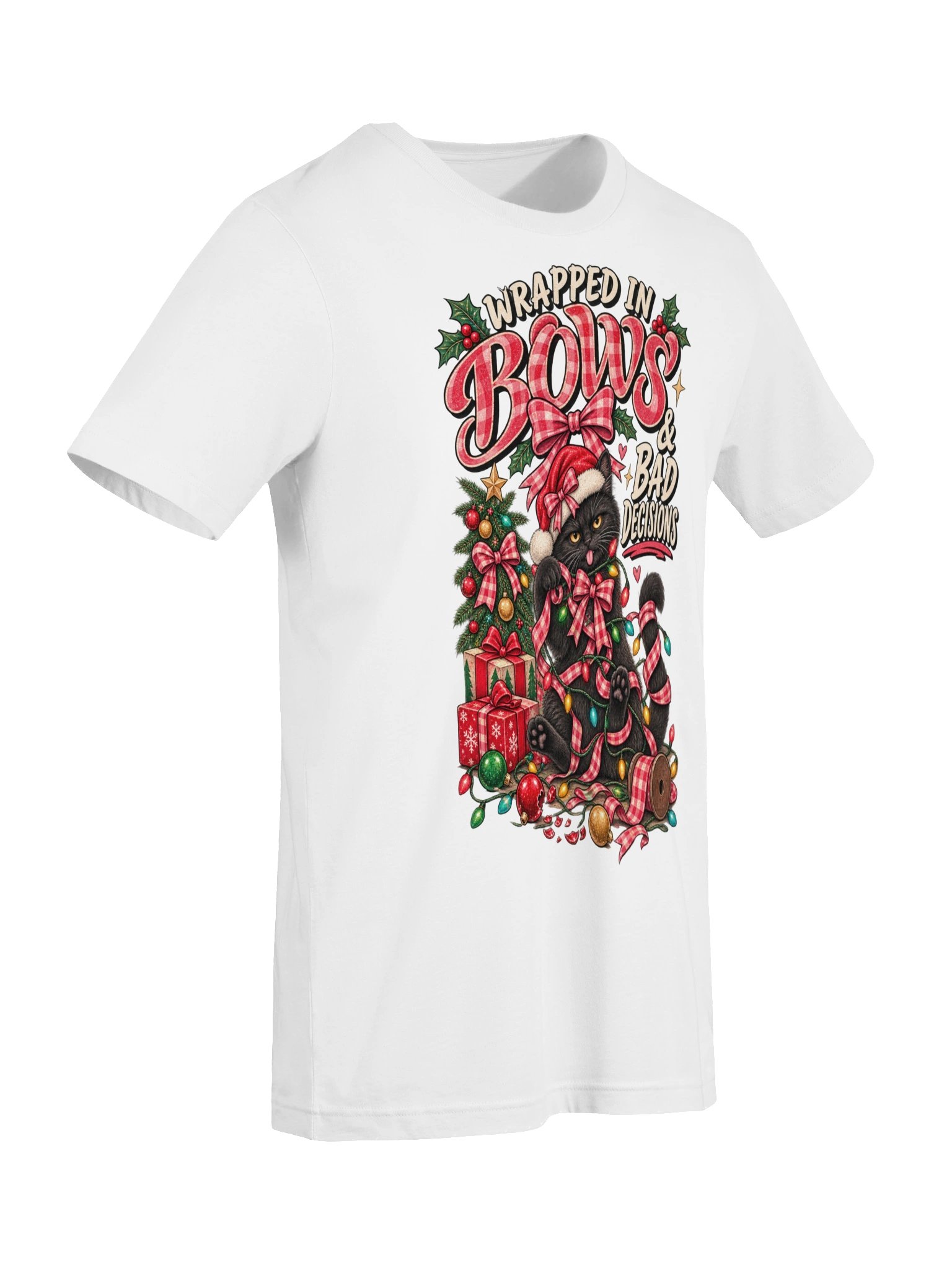 Wrapped in Bows & Bad Decisions Christmas Shirt | Funny Holiday Raccoon Tee product image (77)