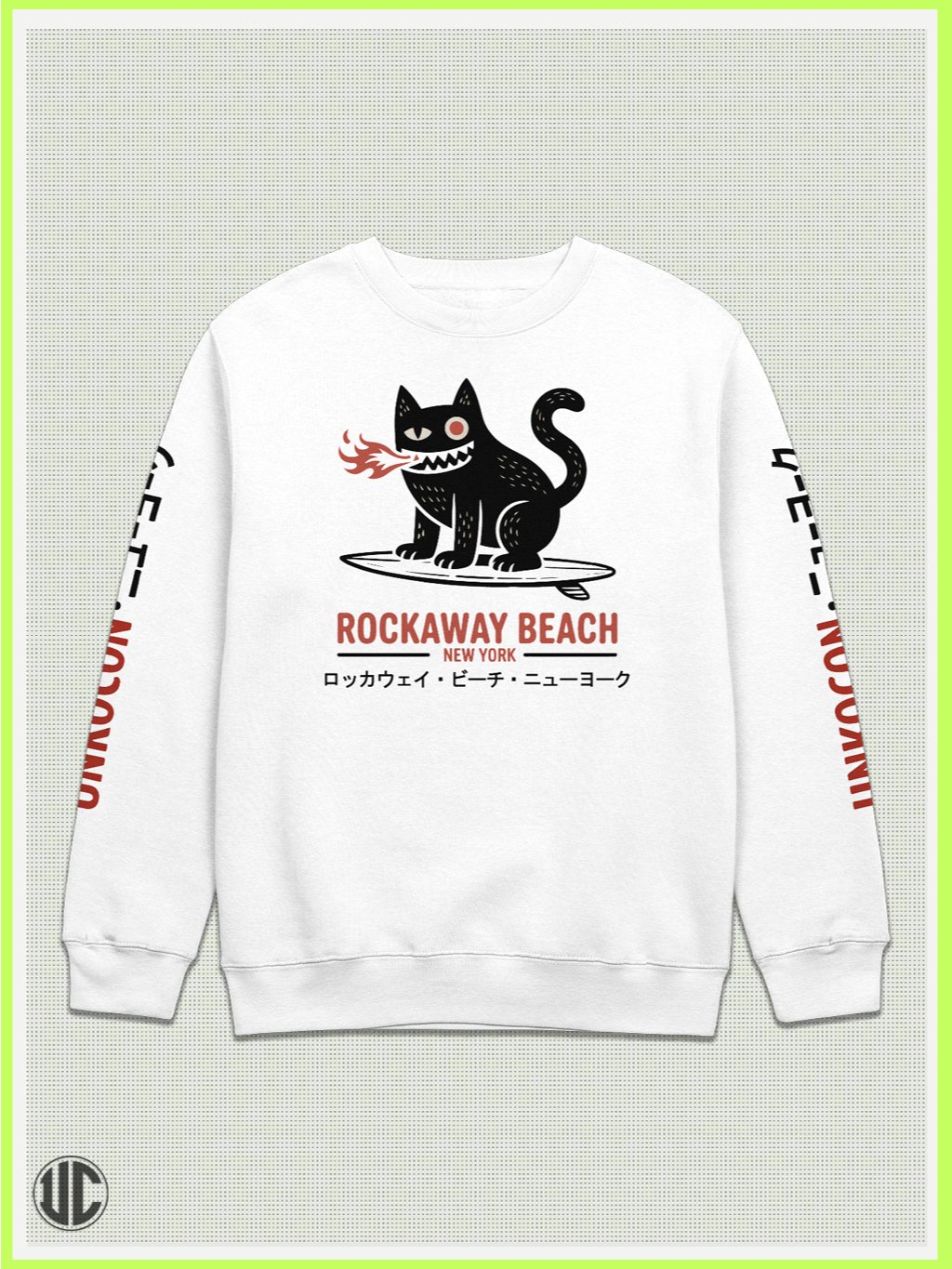 UnkoCon – Rockaway Beach NY Surfer Crew Neck Sweatshirt product image (1)