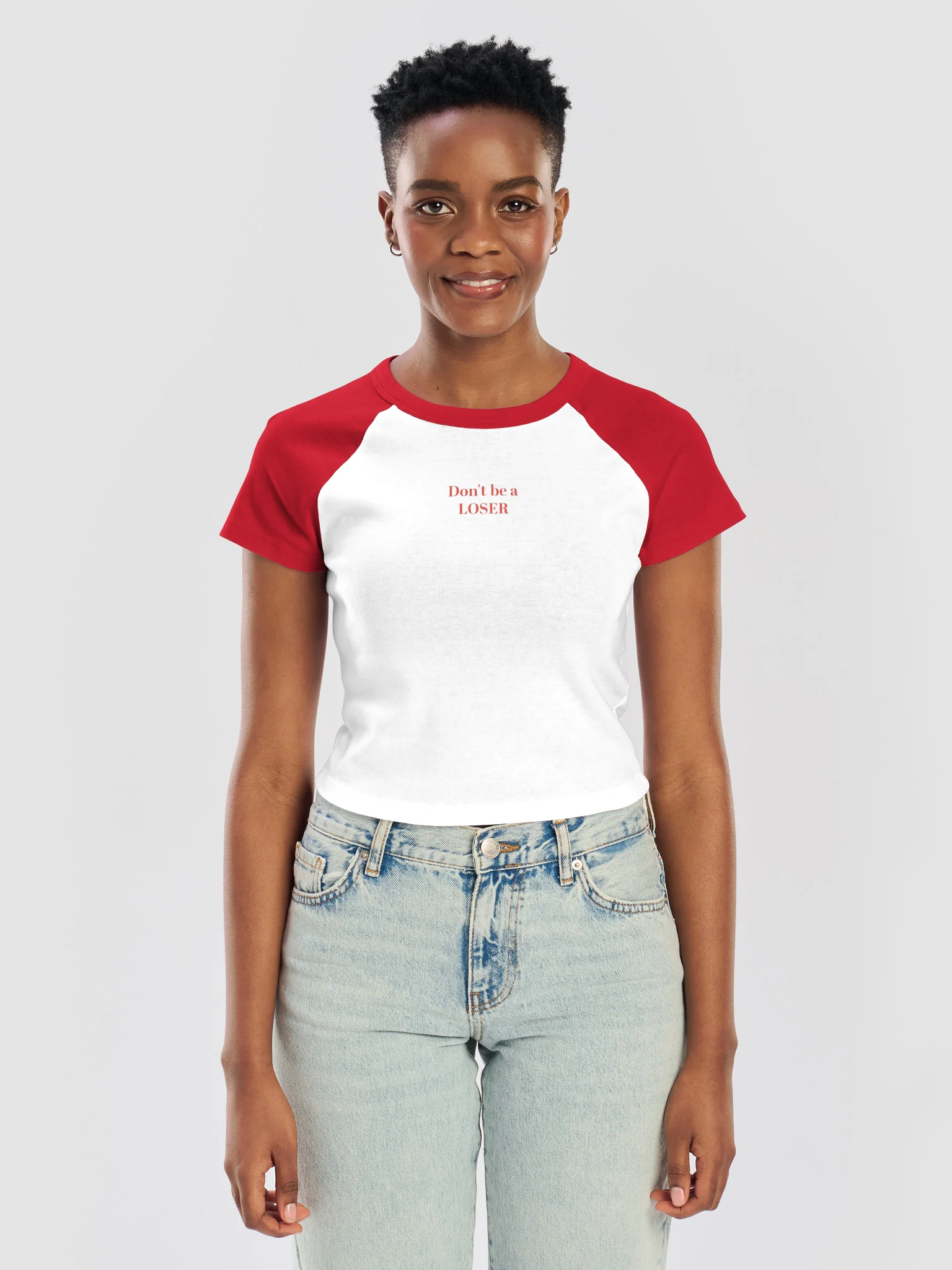 Don't be a LOSER color block Womens baby tee product image (3)