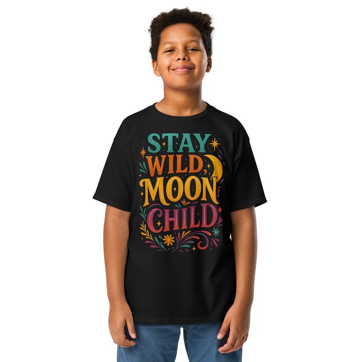 Stay Wild Moon Child Youth Tee – Cosmic T-Shirt for Kids product image (1)