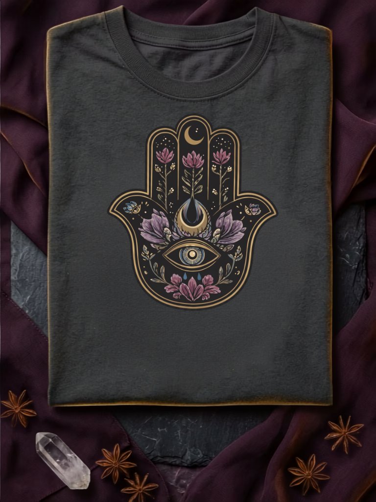 Hamsa Hand of Protection – Mystical Floral Evil Eye Design product image (1)