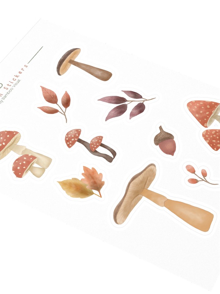 The mushroom haven kiss cut sticker sheet. Cozy cottagecore fall stickers for journals, laptops & gifts product image (2)