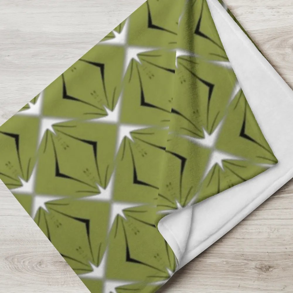 Green Black & White Diamond Star Seamless Pattern Throw Blanket product image (8)