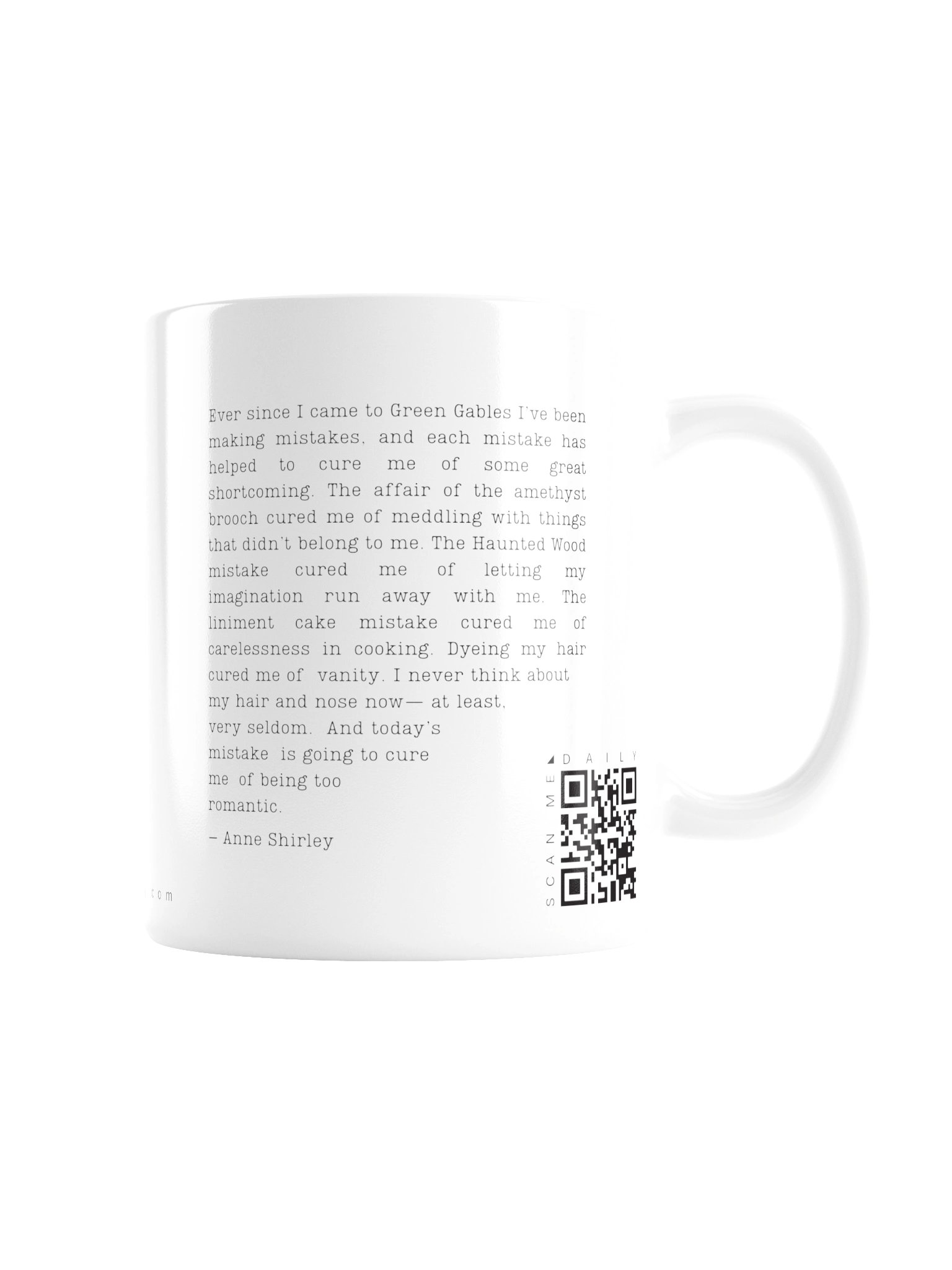 <i>Mistakes</i> • QR Mug<br /> With 160 Daily Quotes<br /> <small>Quotes from beloved novel<br />Anne of Green Gables (1908)</small> product image (2)