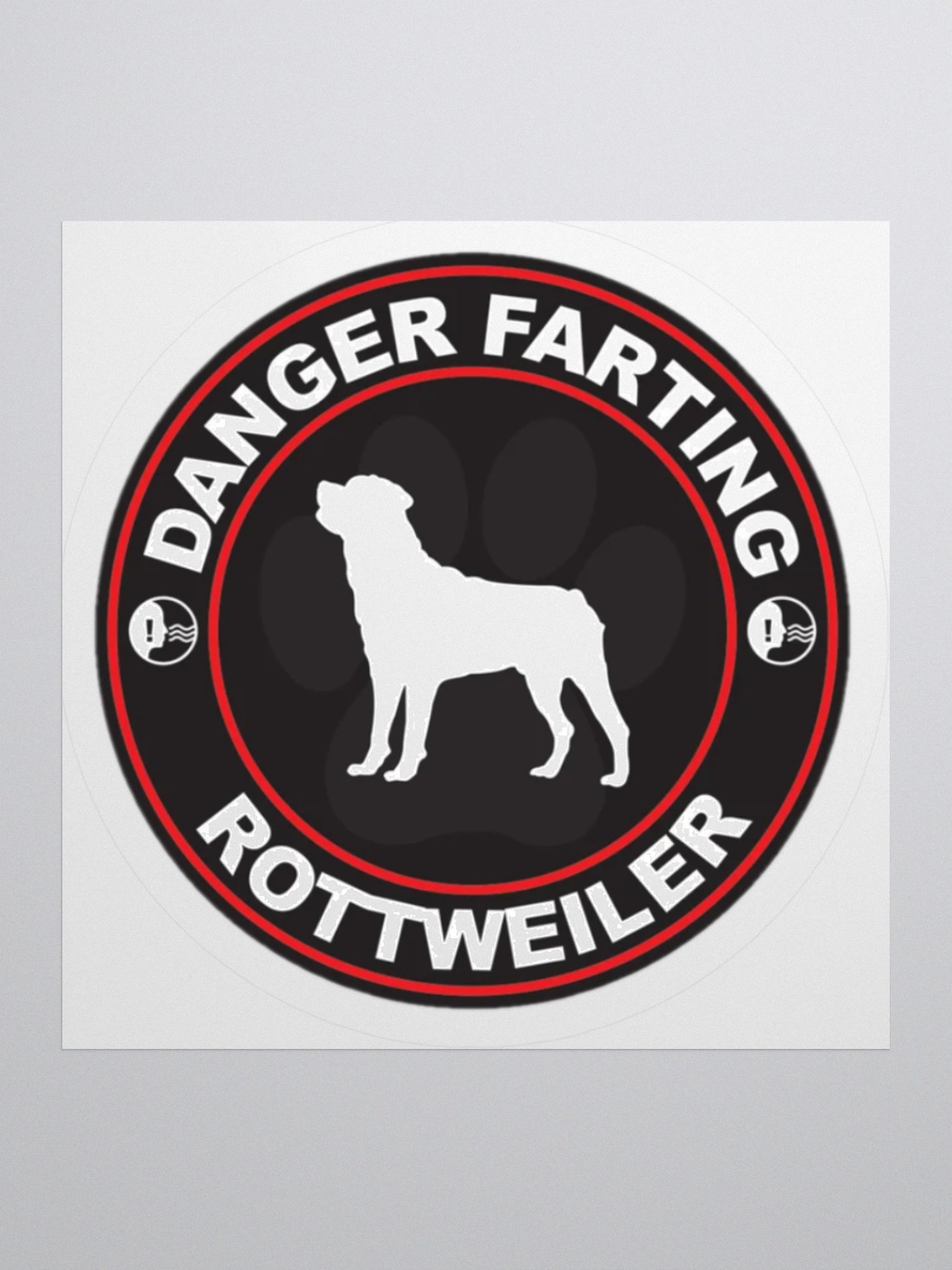 Farting Rottweiler Warning Sticker product image (1)