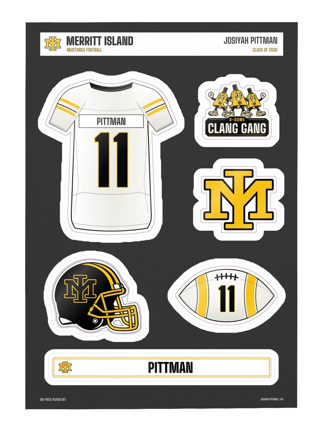 Josiyah Pittman #11 — Mustangs Sticker Sheet