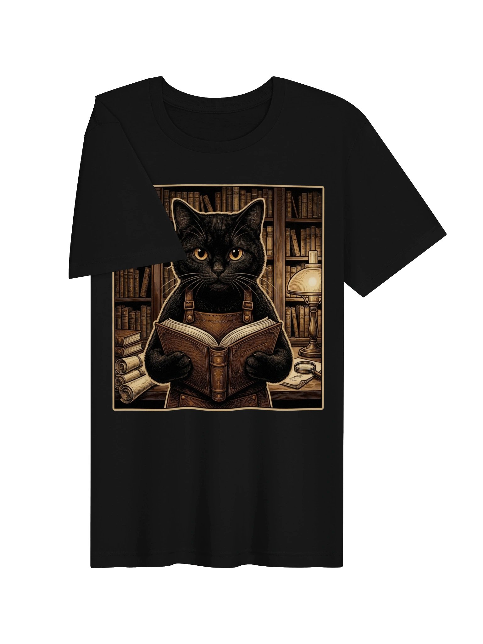 Librarian Cat Vintage Graphic Tee - Bookworm Black Cat Library Shirt product image (10)