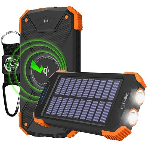 Cellet 10000mAh Solar Power Bank - Wireless Portable Charger for Outdoor Use product image (1)
