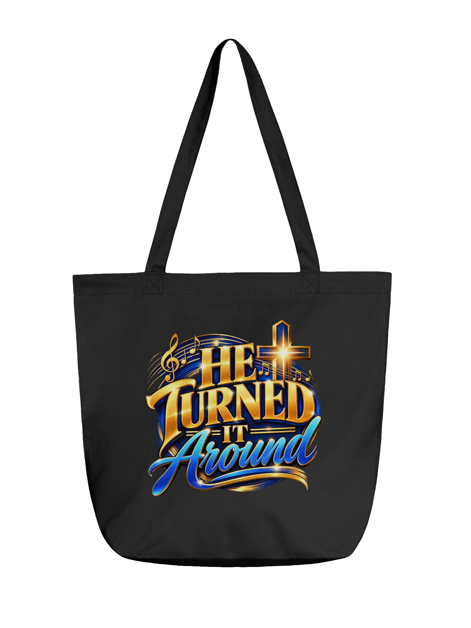 He Turned It Around Cross Music Tote product image (1)