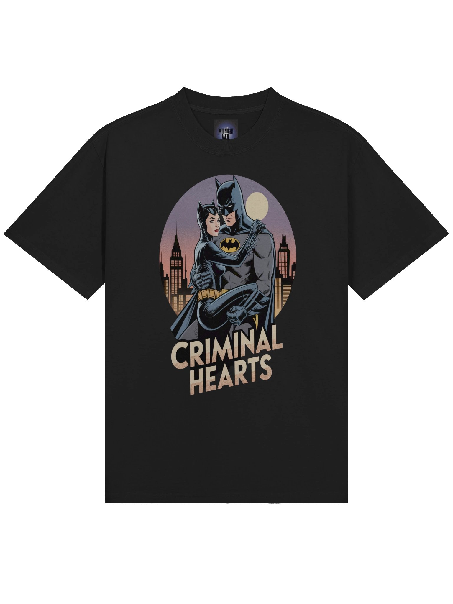 Criminal Hearts: Batman & Catwoman Forbidden Embrace Oversized Faded T-Shirt product image (5)