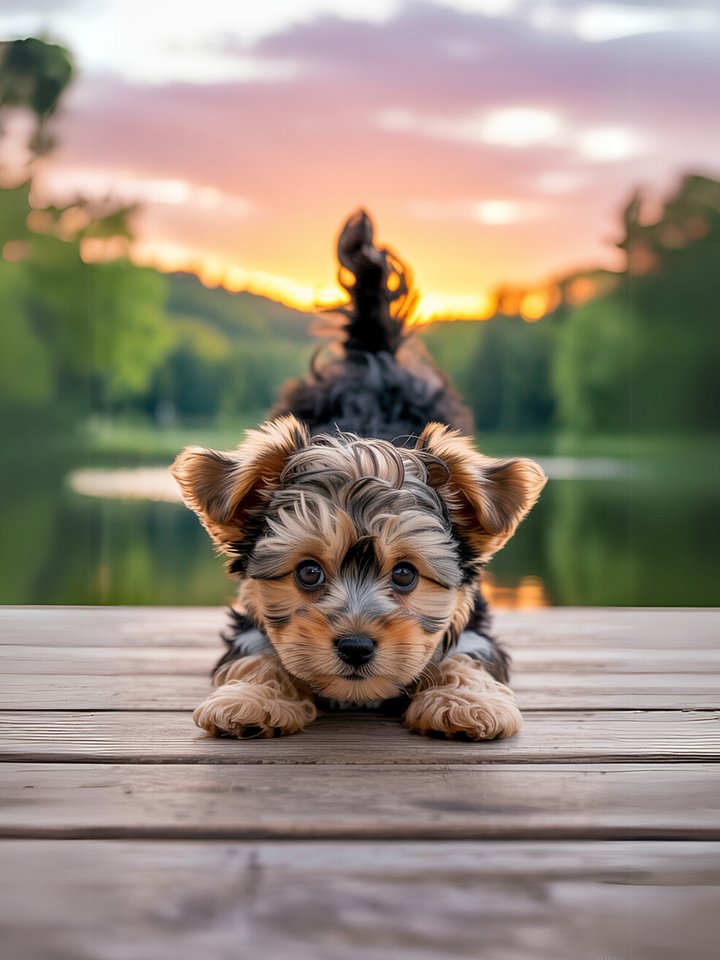 Sunset Pup Playtime Framed Poster product image (1)