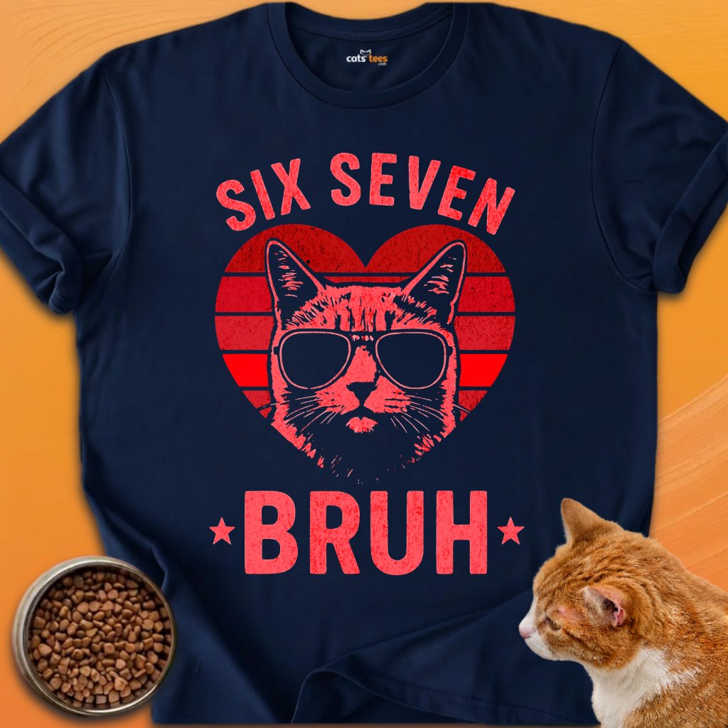 Six Seven Bruh Cat Heart T-Shirt product image (2)