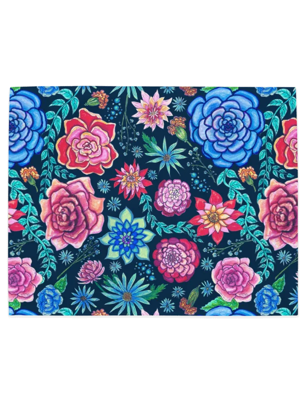 Pink and Blue Bold Blooms Floral Placemats – Set of 4 | MONIQUE FAELLA DESIGNS™ product image (3)