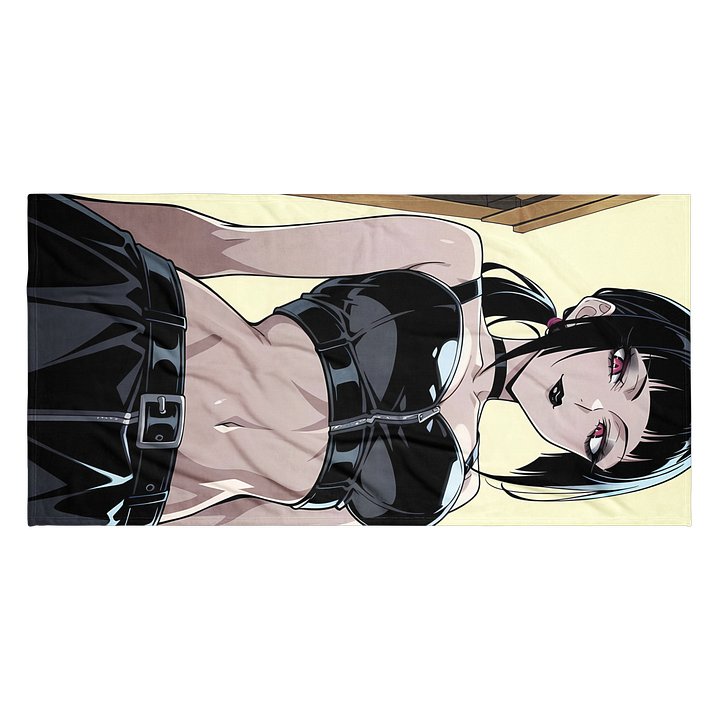 Luna Rain Original Character Emo Beach Towel | Red Eyes Latex Pose Aesthetic Cotton Terry product image (2)