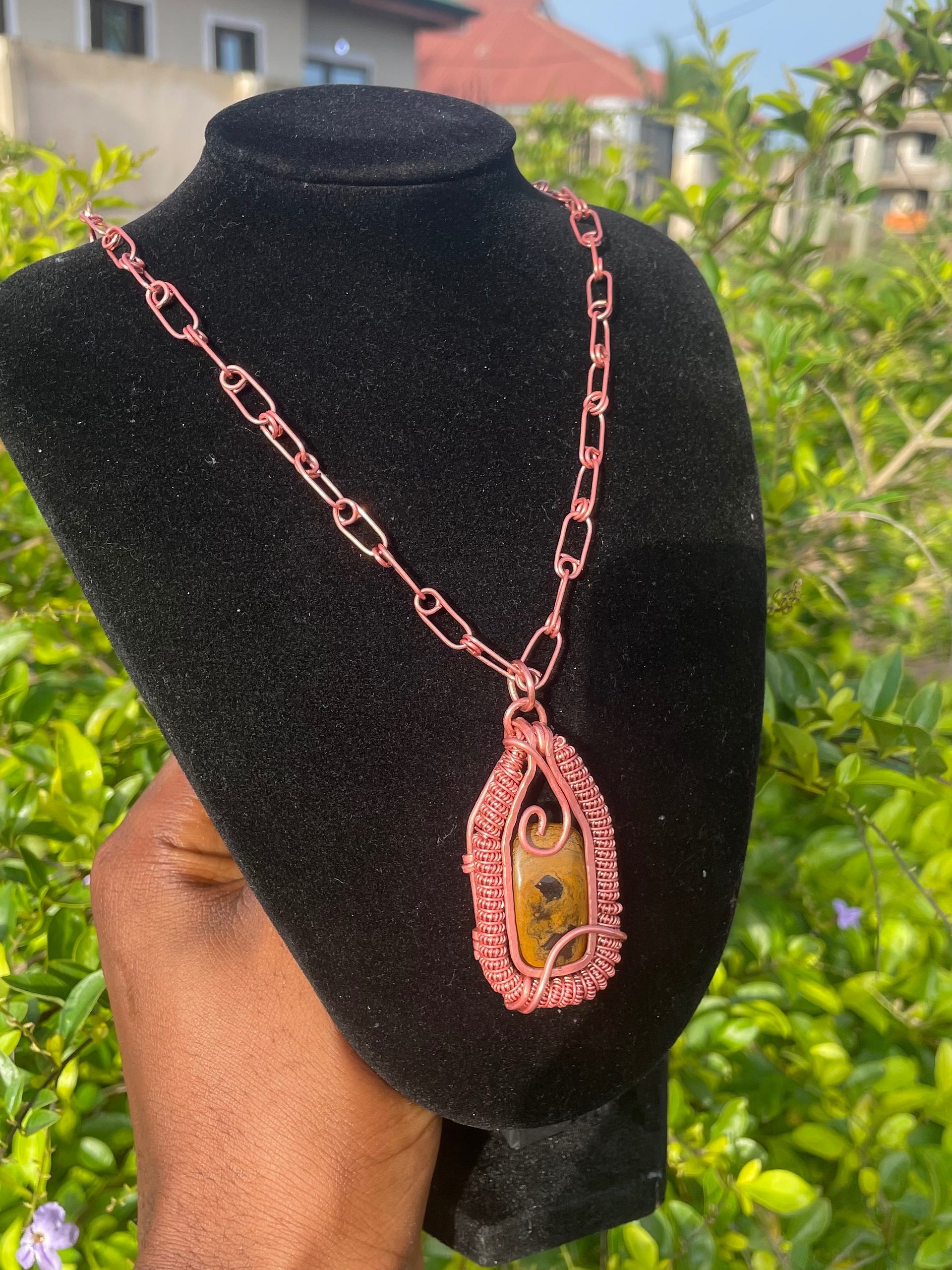 Handcrafted Tiger eye Copper Wire-Wrapped Necklace product image (1)