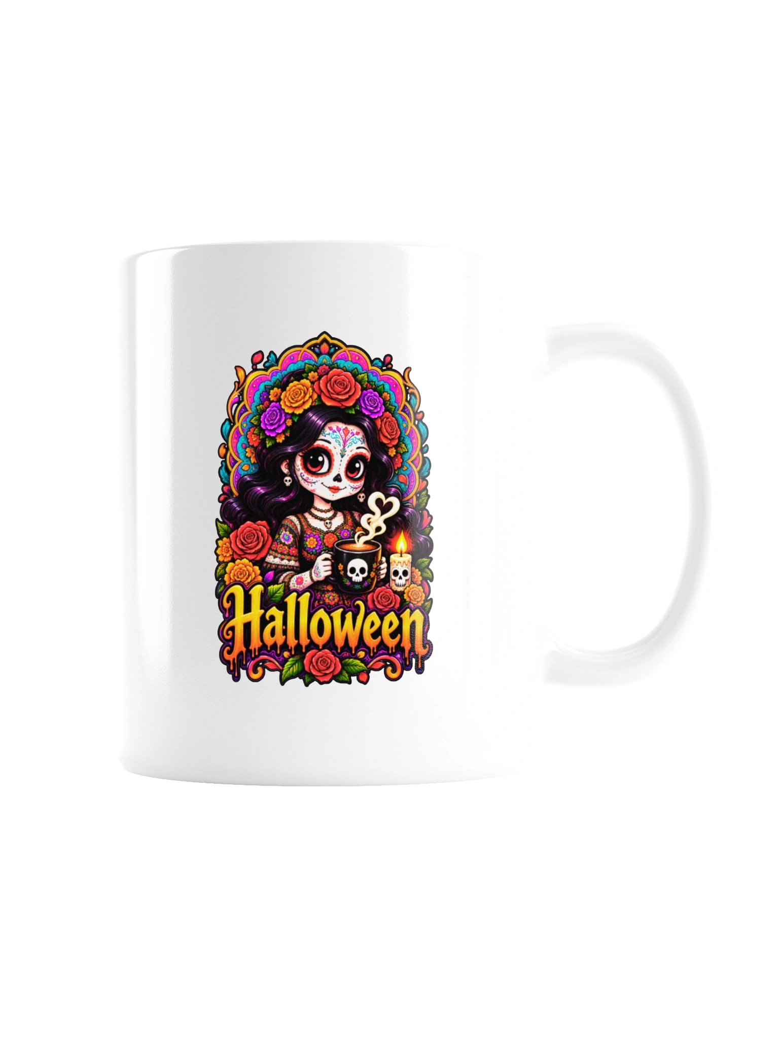 Day of the Dead Coffee Mug – Sugar Skull & Roses product image (9)