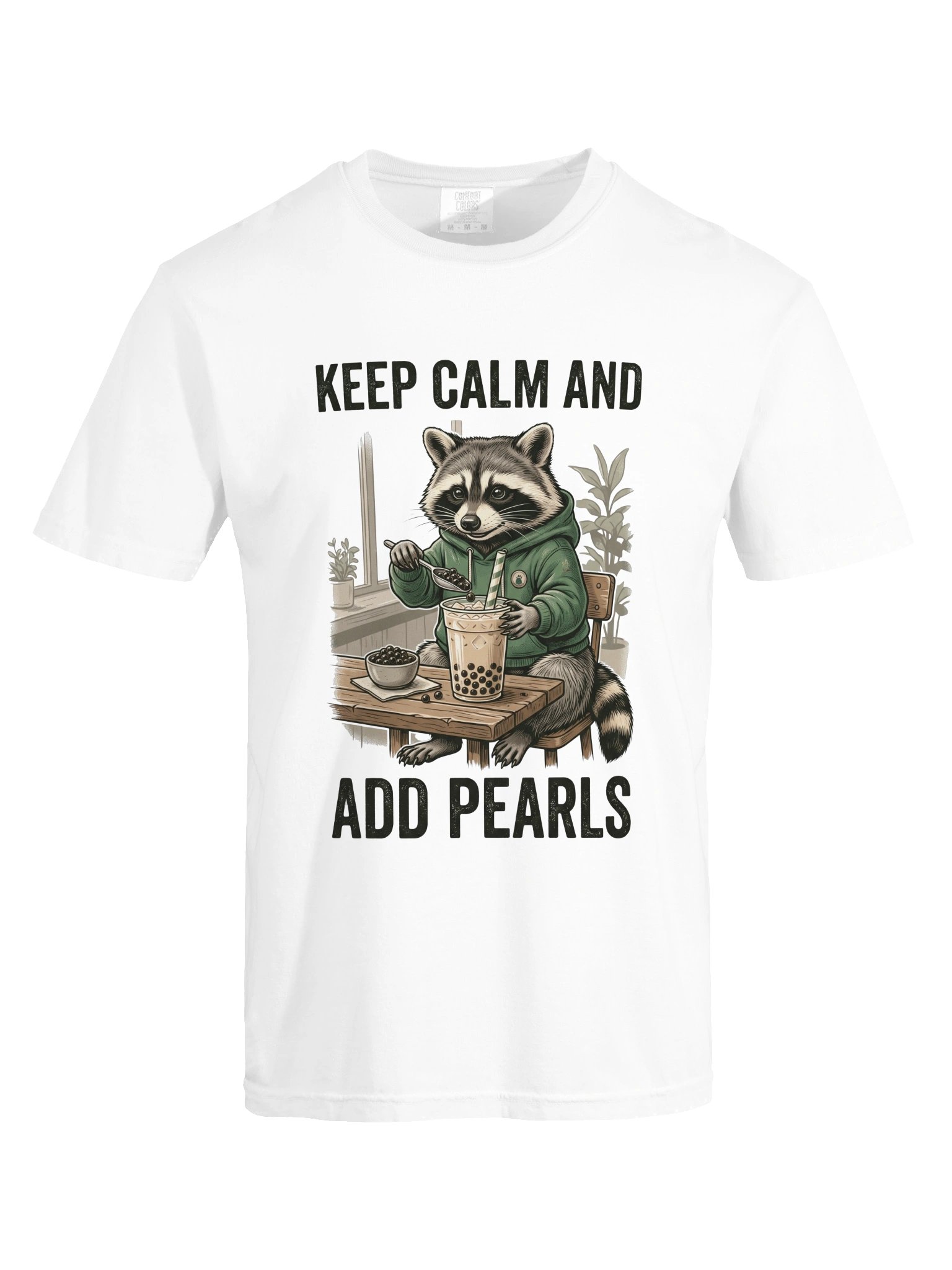 Keep Calm and Add Pears Raccoon Bubble Tea Tee product image (35)