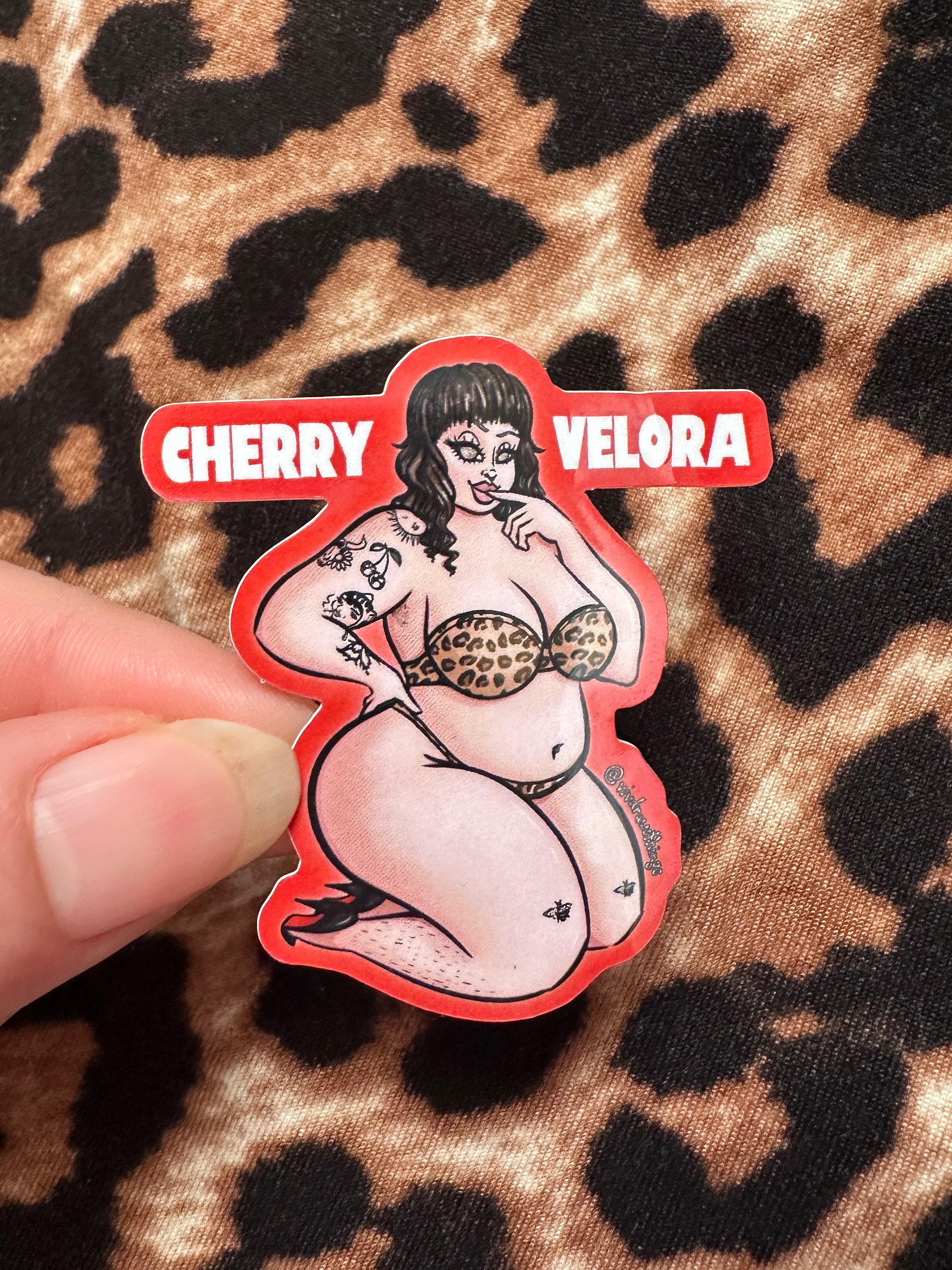 Small Leopard Print Cherry Sticker product image (1)