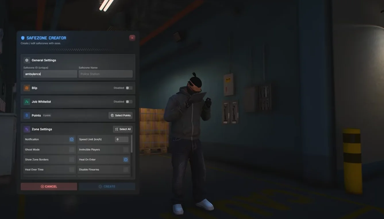 FiveM Safe Zone Creator Script | Safezone Creator [ QB /ESX / QBOX ] product image (1)