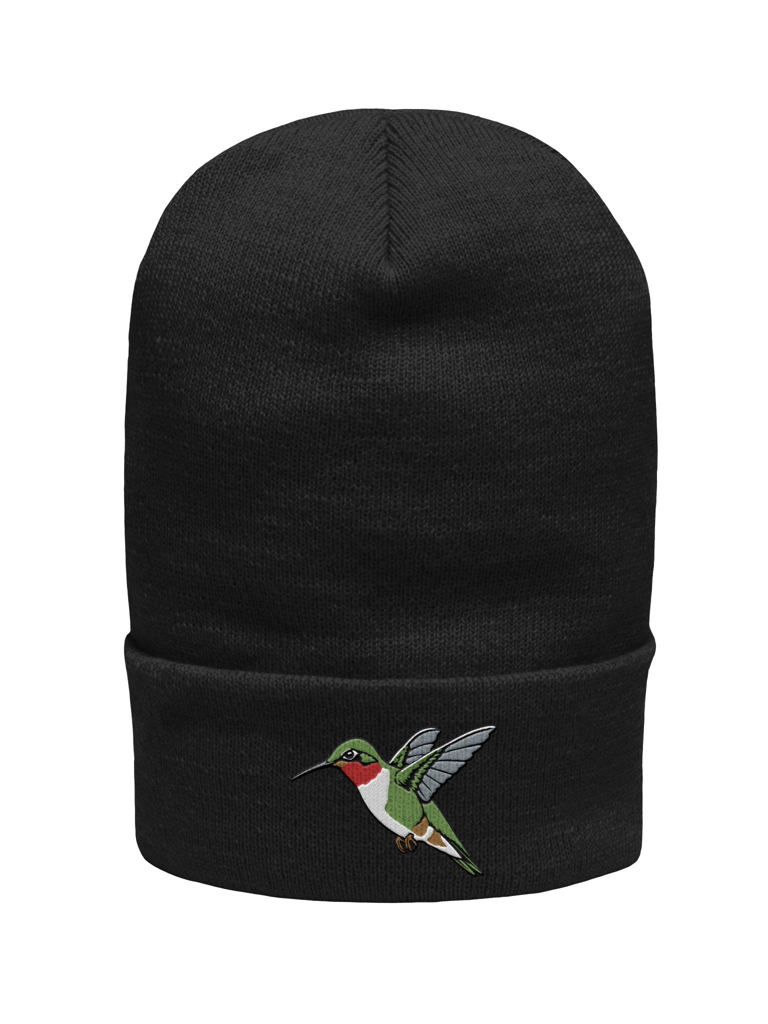 Ruby-Throated Hummingbird Embroidered Beanie | Hummingbird Knit Hat | Woodland Bird Cap product image (2)