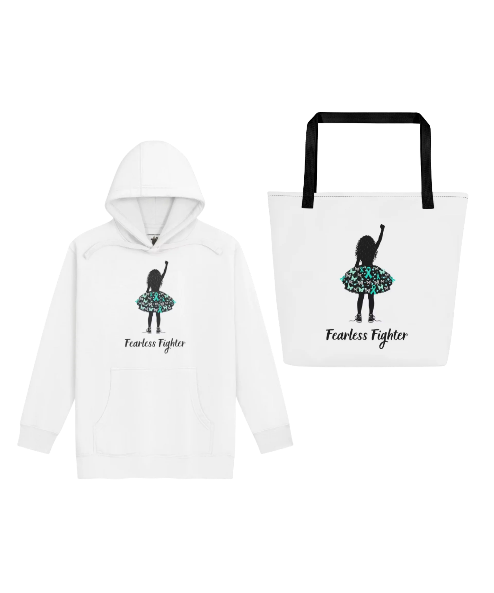 Ovarian Cancer - Fearless Fighter Unisex Hoodie & Tote Bag product image (1)