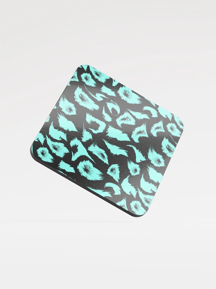 Unique Teal Glossed Cork Coaster with Bold Leopard Print product image (1)